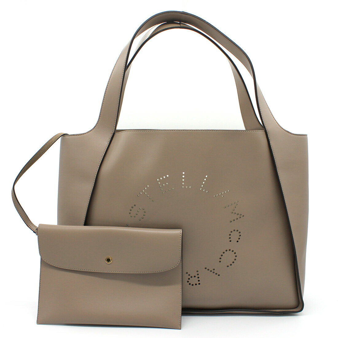 STELLA McCARTNEY (ステラマッカートニー) 502793 W8542 2800TOTE BAG LOGO ALTER MAT TAUPE ブラウン グレージュ エコレザー ポーチ付き トートバッグ