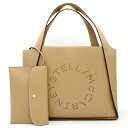 STELLA McCARTNEY (ステラマッカートニー) 502793 wp0057 2600 TOTE BAG LOGO ECO SOFT ALTER NAPPA SAND サンド ベージュブラウン シボ加工 エコレザー ポーチ付き トートバッグ