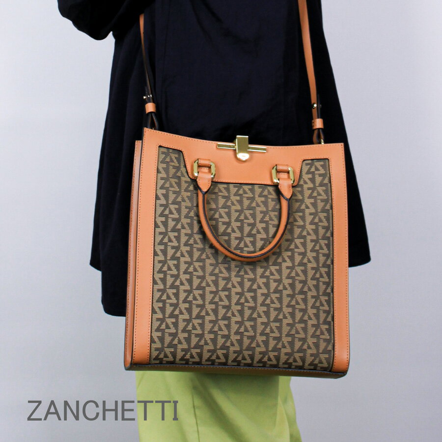 ZANCHETTI ザンケッティ (2323EZCHL 033) ゼータクロスボディ ハンドル ZETA CROSSBODY HANDLE ダブルハンドル ショルダーバッグ 2WAY 955 ROOT CUOIO 鞄 レザーハンドル