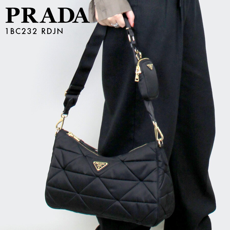 プラダ PRADA (1BC232VB9ORDJNF0632) ラージ パデッド Re-Nylon バッグ クロスボディバッグ トライアングルロゴ NERO 1BC232_RDJN_F0632_V_B9O 鞄　ポーチ付き　レディース　キルティング