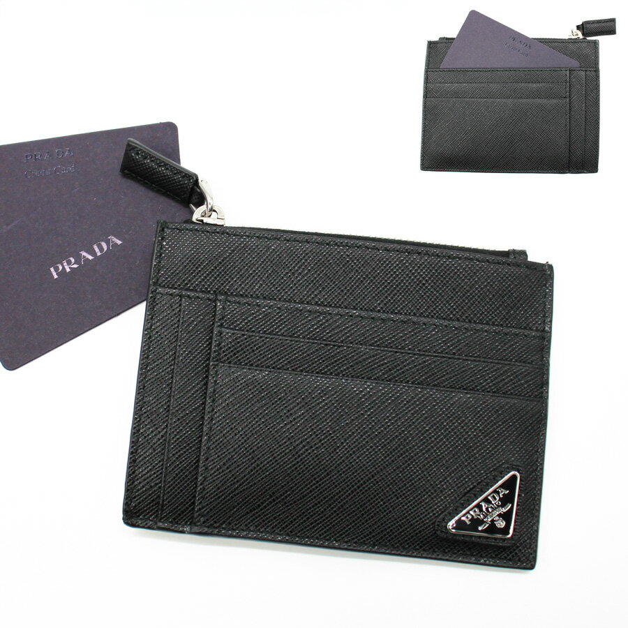 楽天Brand Ambassador 楽天市場店プラダ PRADA （2MC067 QHH）　サフィアーノトライアングル カードケース　コインケース フラグメントケース　トライアングルロゴ ミニ財布 レザー 　メンズ　レディース　ユニセックス　NERO　ブラック 　【2025秋冬新作】