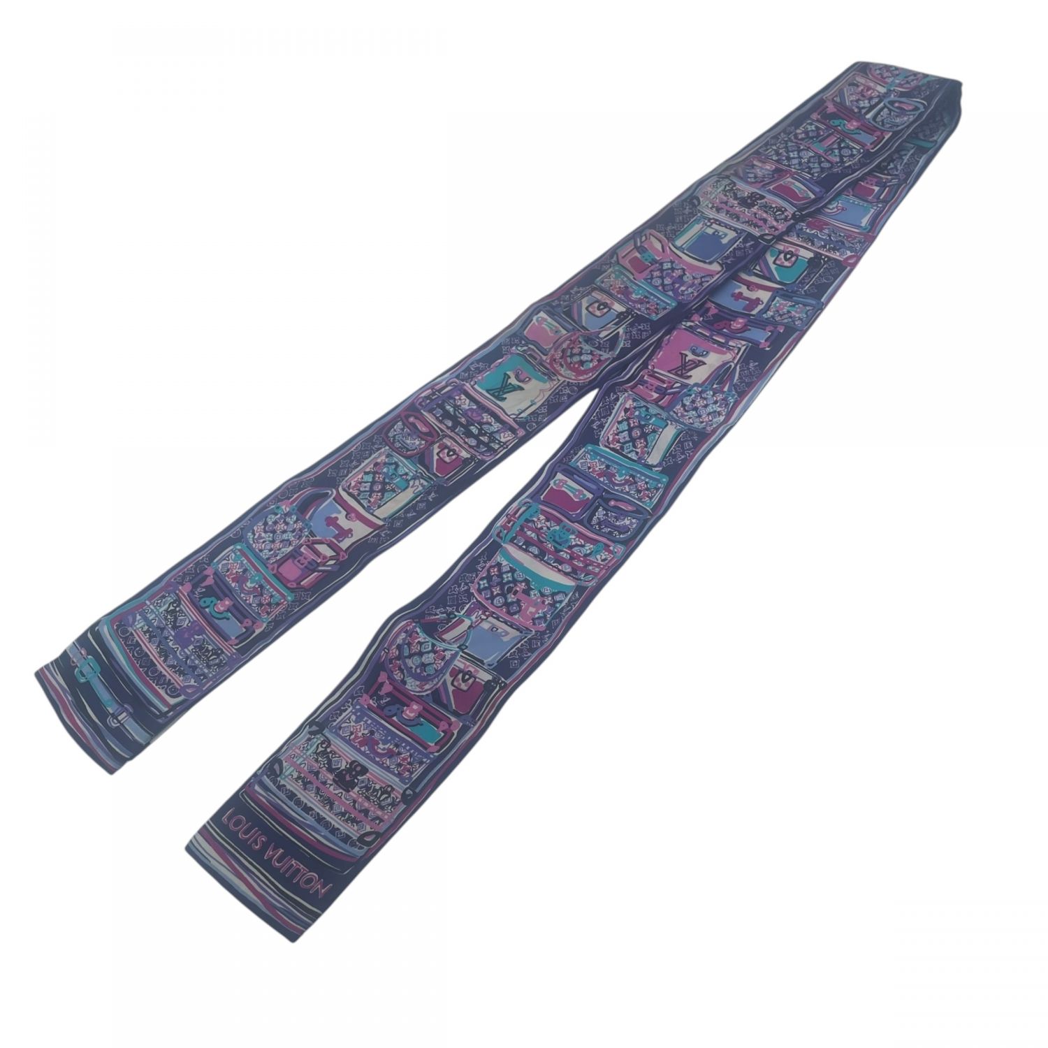 【中古】 LOUIS VUITTON ルイ・ヴィトン マフラー・スカーフ バンドースカーフ トランク柄 パープル 24..