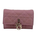 【中古】 Christian Dior クリスチャン・ディオール MY DIOR グリシーヌ ウォレット カナージュ レディース2つ折り財布 コンパクトウォレッ...