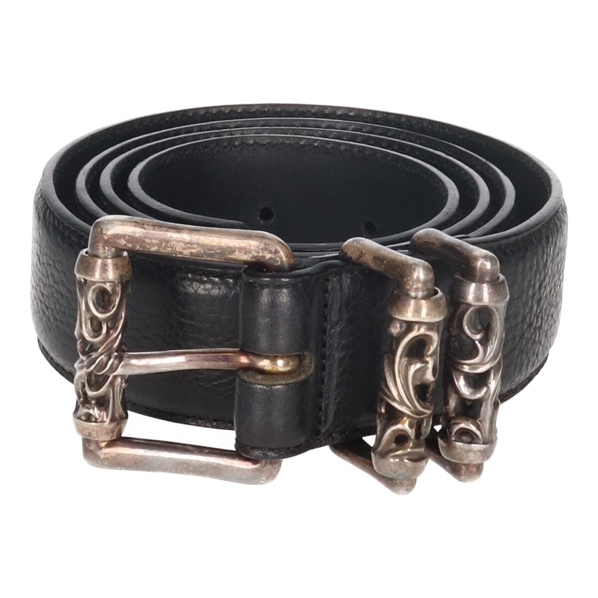 【中古】 CHROME HEARTS クロムハーツ 3PCローラーベルト 1.5 38inch ブラック シルバー レザー 23039153 RS