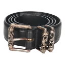 【中古】 CHROME HEARTS クロムハーツ 3PCローラーベルト 1.5 38inch ブラック シルバー レザー 23039153 RS