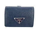 【中古】 PRADA プラダ サフィアーノレザー イヤフォンケース 2TT133_2AHF_F0002 ネイビー イヤホン 家電 小物 24033587MY