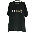 【中古】 CELINE セリーヌ ルーズ Tシャツ ロゴ Lサイズ ブラック メンズ ※穴空き有り 23037767 MY