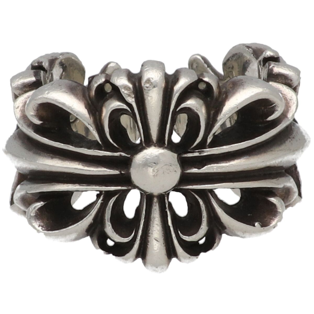 【中古】 CHROME HEARTS クロムハーツ ダブルフローラルクロスリング 18号 SV925 シルバー 指輪 アクセサリー 25036177 RS