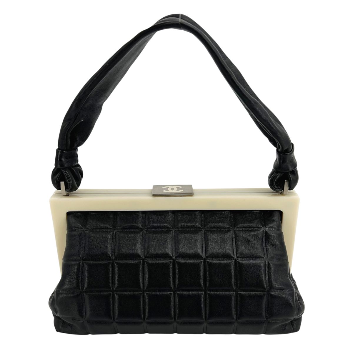 【中古】 CHANEL シャネル ショルダーバッグチョコバー ココマーク ハンドバッグ ガマ口 ラムスキン 7..