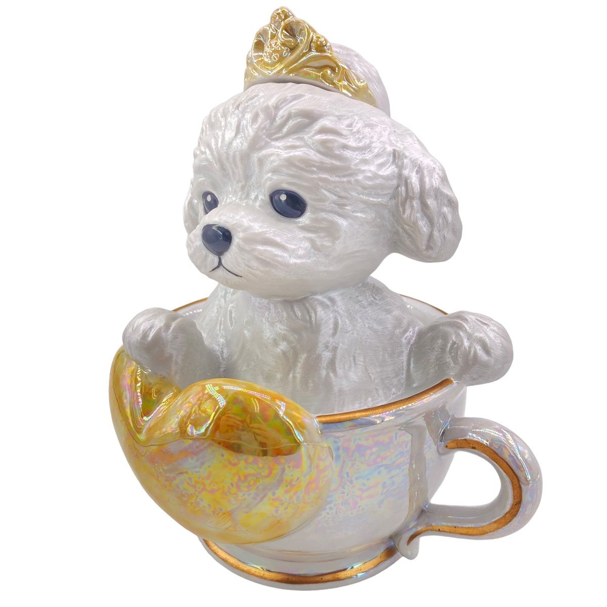 【中古】 Teacup poodle ティーカッププードル 飾りボトル 空瓶 ホワイト 置物 犬 24006898 AS