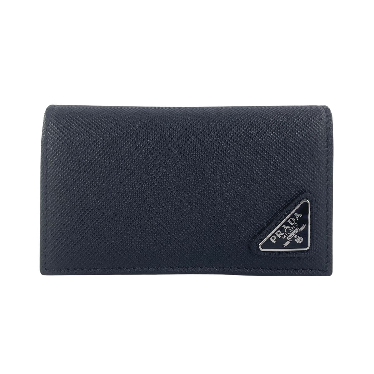 【中古】 PRADA プラダ サフィアーノトライアングル カードケース 2MC105_QHH_F0002 レザー プレート 名刺入れ 財布 小物 メンズ レディース ユニセックス 24034087 AO