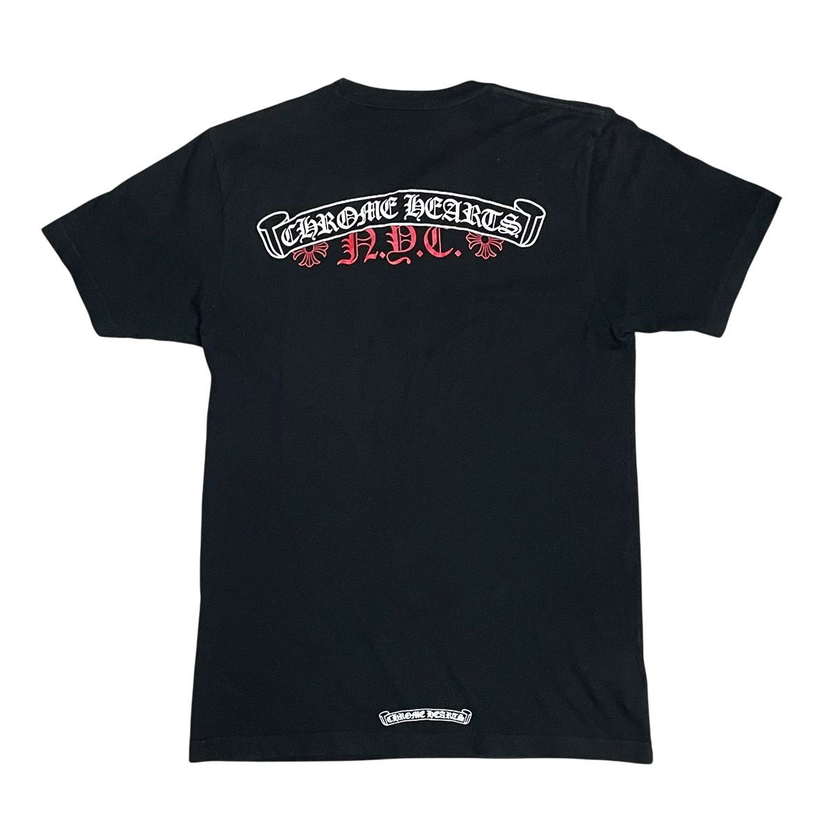 【中古】 CHROME HEARTS クロムハーツ ニューヨーク バナー Tシャツ NYC Banner S/S Tee ロゴ スクロールラベル ポケット メン...