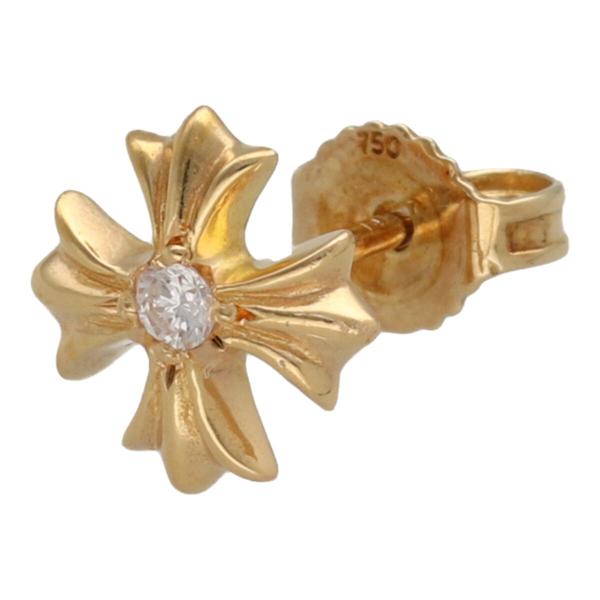 【中古】 CHROME HEARTS クロムハーツ CHプラス スタッド ピアス 22K ダイヤモンド ゴールド クロス イヤリング 1PD 25001406 ...