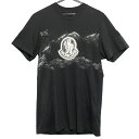 【中古】 MONCLER モンクレール J10918C00050 89AKK プリントロゴ半袖Tシャツ 黒 S クルーネック ワッペン メンズ 24016461...