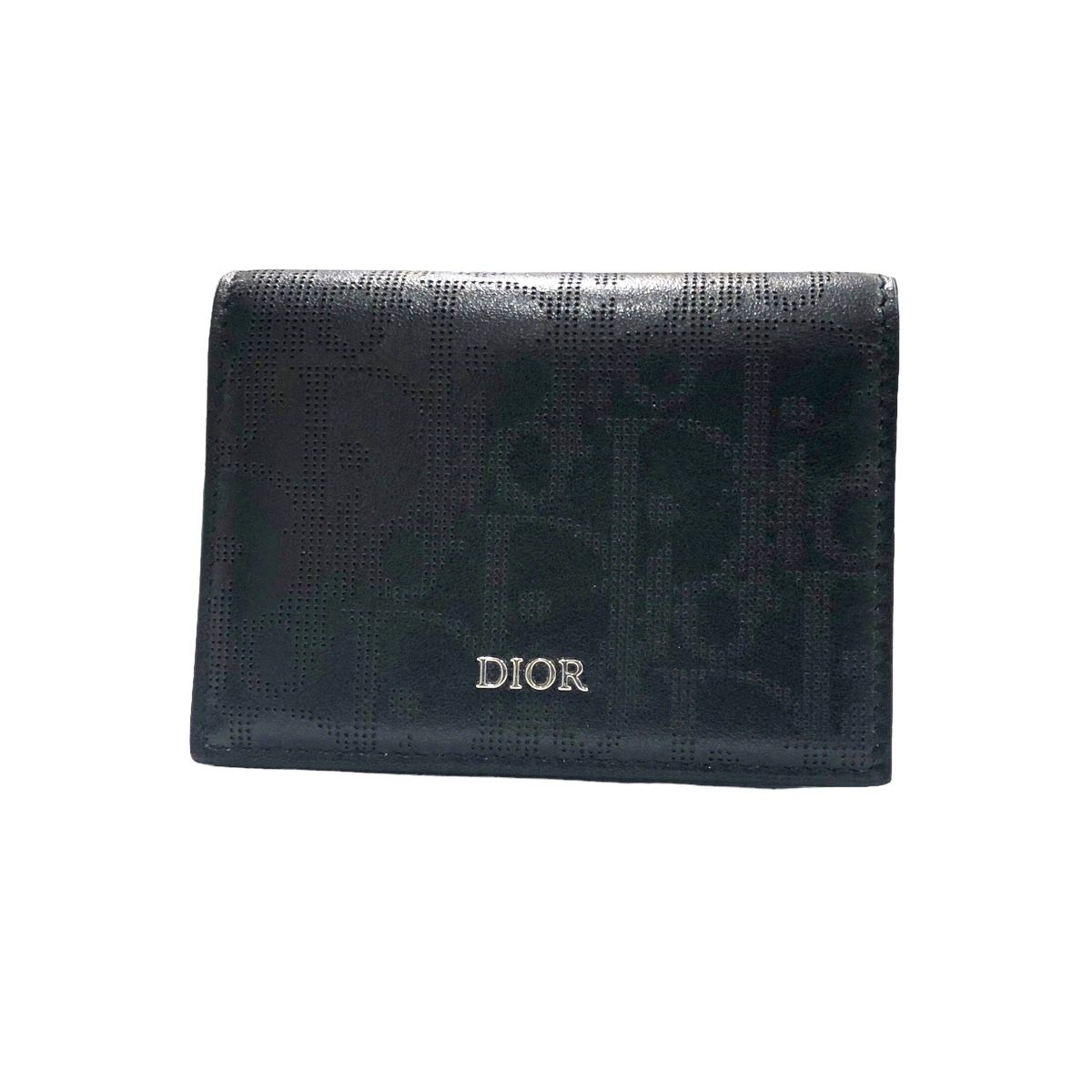 【中古】 Christian Dior クリスチャン・ディオール 2ESCH136VPD_H03E ビジネスカードホルダー オブリーク レザー ブラック メンズ カードケース 23039497 HO