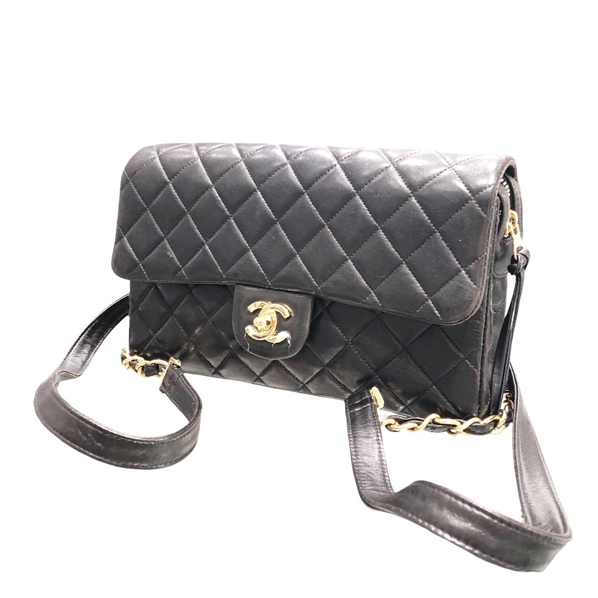 【中古】 CHANEL シャネル バックパック マトラッセ25 リュック ラムスキン ブラック 23038213 AK