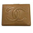 【中古】 CHANEL シャネル レディース財布 ココマーク キャビアスキン 2つ折りコンパクト財布 ベージュ 25012692 SA