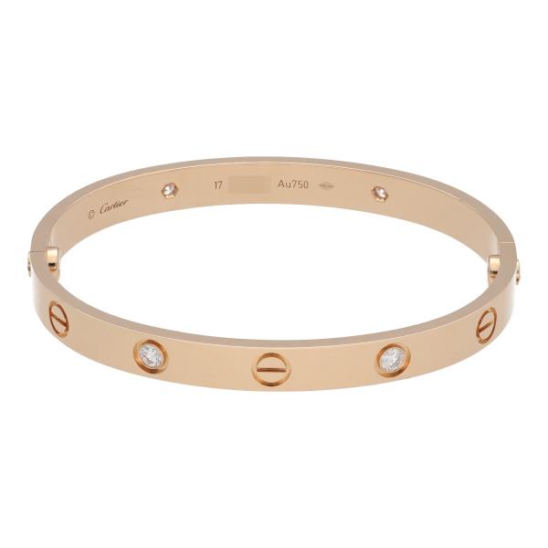 カルティエ/Cartier ラブ ブレスレット 17 B6036017 K18PG/ダイヤモンド ピンクゴールド LOVE 4PD ハーフダイヤ メンズ 歌舞伎屋 【中古】 22016863RS