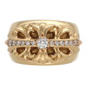【中古】 CHROME HEARTS クロムハーツ フローラルクロスリング 22K パヴェダイヤ 指輪 アクセサリー ダイヤモンド メンズ レディース ユニセッ...