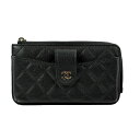 【中古】 CHANEL シャネル フラグメントポーチ マトラッセ AP2436 31番台 キャビアスキン レザー BK 黒 スマホケース カードケース レディー...