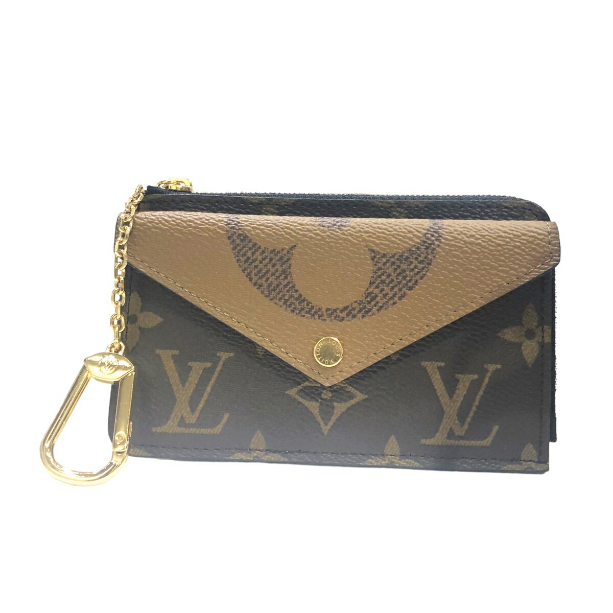 【中古】 LOUIS VUITTON ルイ・ヴィトン カードケース ポルト カルト・レクト ヴェルソ モノグラム リバース キャンバス M81303 チェーン付き コインケース 23028108 HO