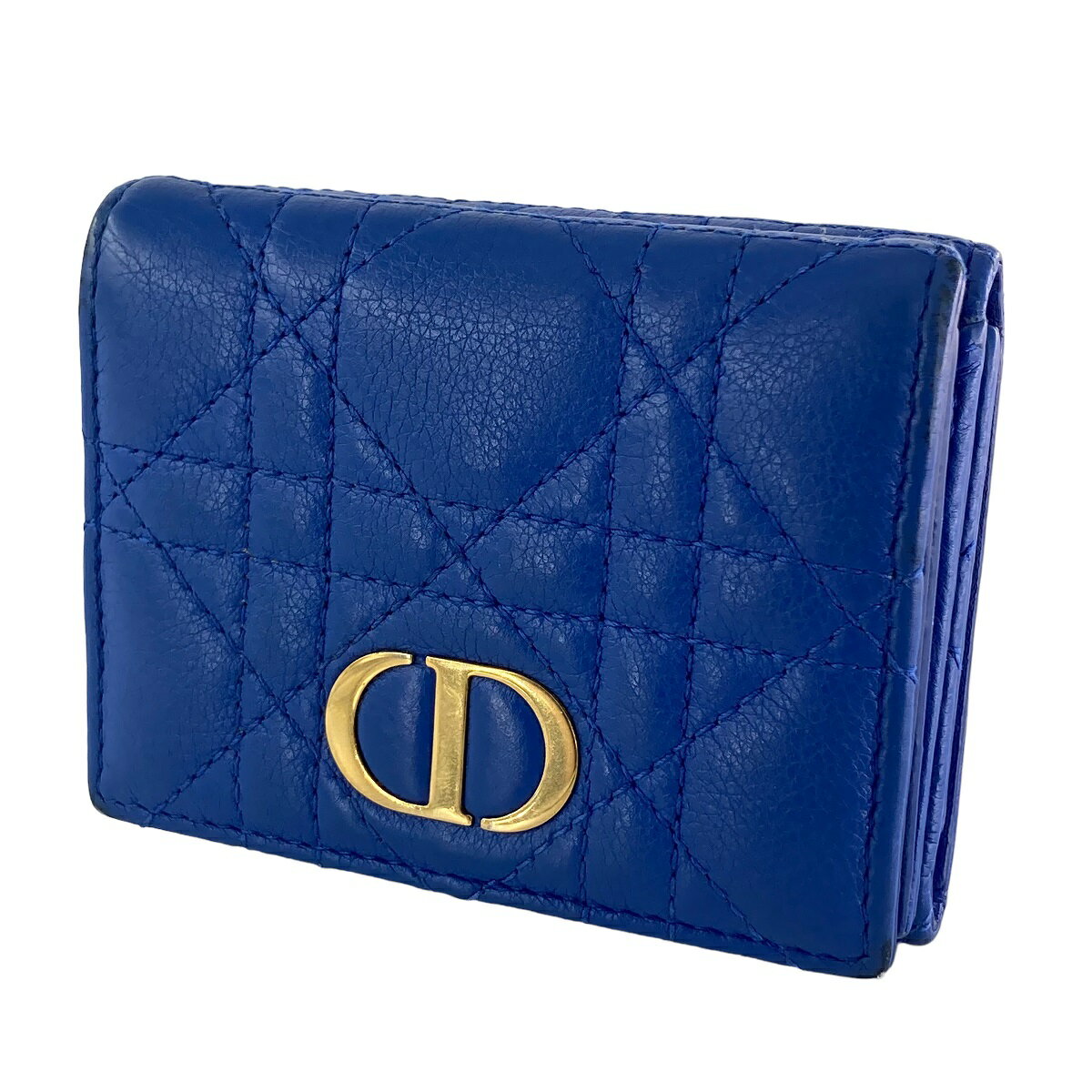 【中古】 Christian Dior クリスチャン・ディオール レディディオール コンパクトウォレット 財布 ブルー レディース 23013196 AS