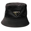 【中古】 PRADA プラダ ハット Re-Nylon 帽子 トライアングルロゴ バケットハット Mサイズ黒 25013997 SA