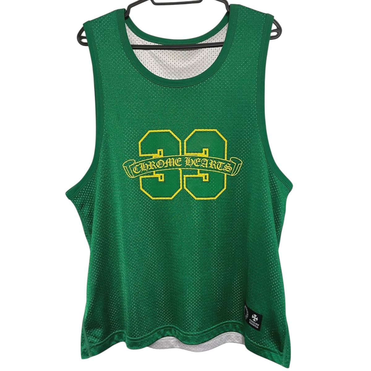 【中古】 CHROME HEARTS クロムハーツ MESH WARM UP JERSEY Sサイズ グリーン CHロゴ タンクトップ ノースリーブ ゲームシャ...