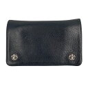 【中古】 CHROME HEARTS クロムハーツ 1ジップウォレット BSフレアボールボタン 二つ折り 財布 シルバー レザー グロメット付き メンズ 1ZIP コンパクト 24022226 AO(4)