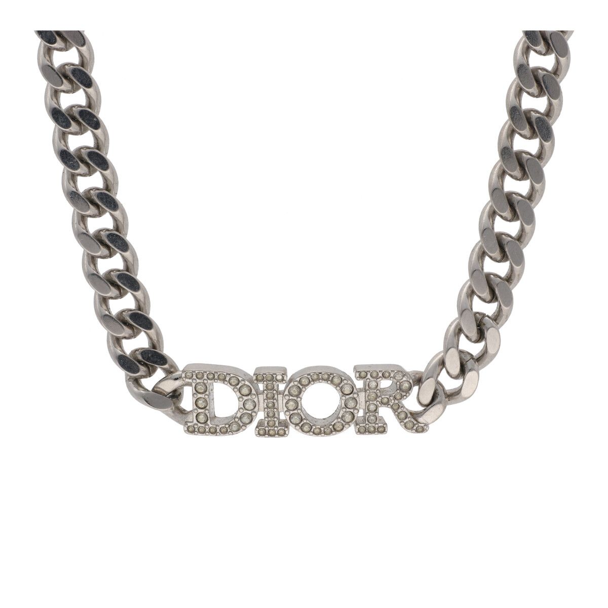 【中古】 Christian Dior クリスチャン・ディオール DIO(R)EVOLUTION チョーカー シルバー チェーン ネックレス 23035573DS