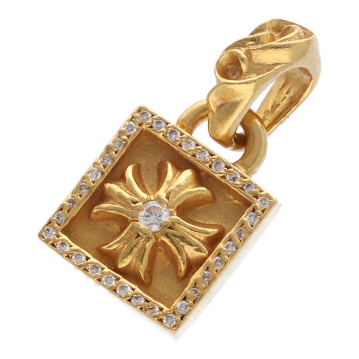 【中古】 CHROME HEARTS クロムハーツ フレームド CHプラス 22K ダイヤモンド ゴールド ネックレス ペ..