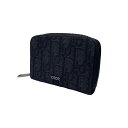 【中古】 Christian Dior クリスチャン・ディオール オブリークジャガード ジップコインケース ブラック コンパクト 財布 25006777 AT
