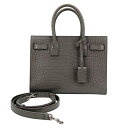 【中古】 Saint Laurent サンローラン サック ド ジュール ベイビー グレー クロコダイルエンボスマットレザー 2wayハンドバッグ 421863 型押し レディース 24019104 HO