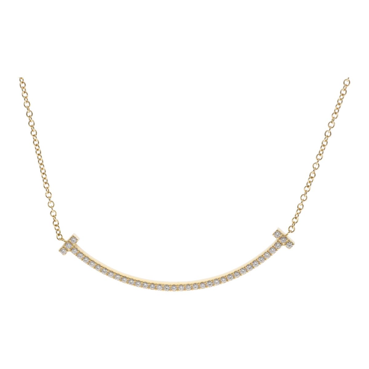 【中古】 Tiffany ＆ Co. ティファニー ペンダント ネックレス・ペンダント Tスマイル 63058777 ティファニー　スマイル　ネックレス　K18YG　ダイヤモンド 24036151 LIのサムネイル
