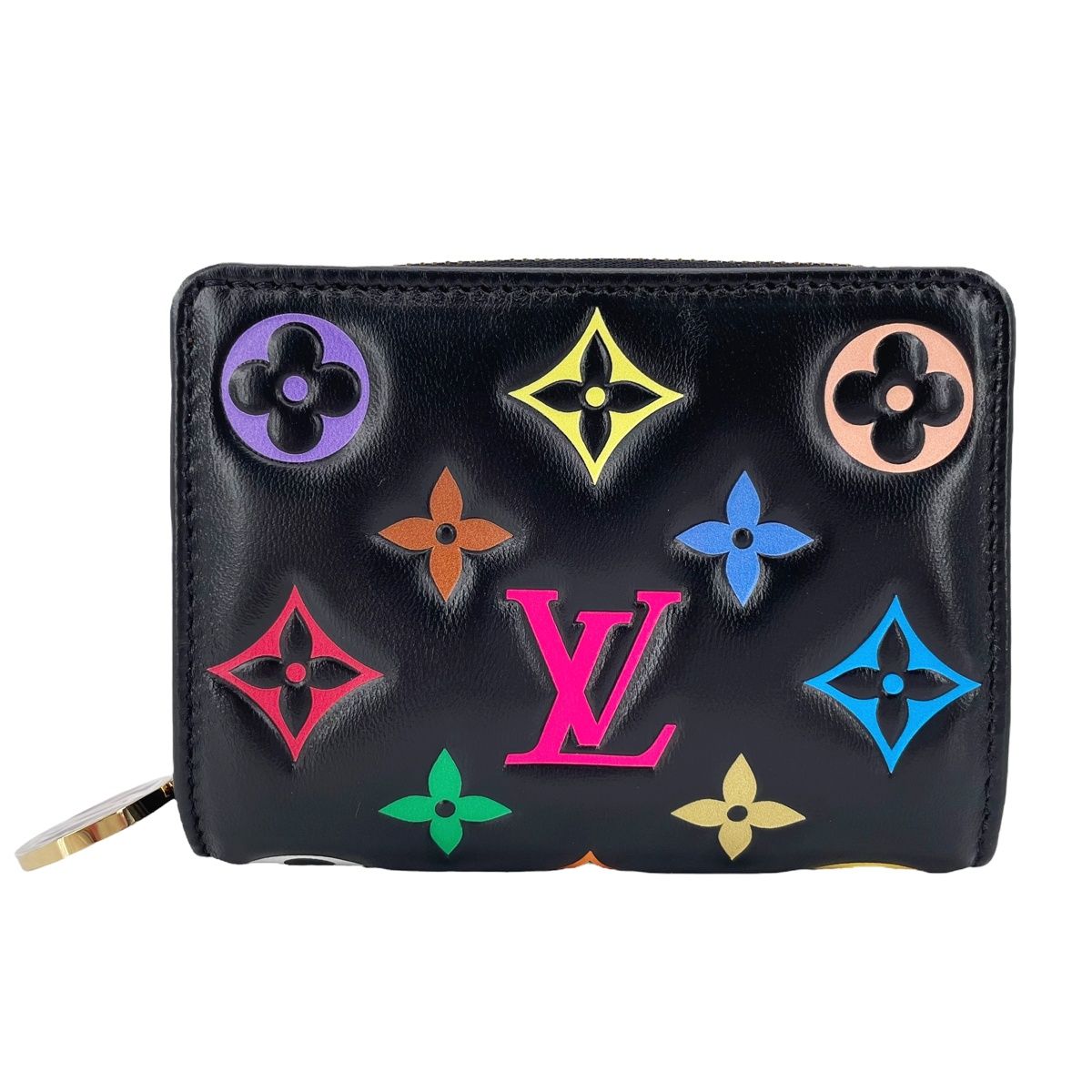 【中古】LOUIS VUITTON ルイ・ヴィトン ポルトフォイユ・ルー M13829 モノグラム・パターンをエンボス加工で施したラムレザー マルチカラー ブラック ノワール レディース財布 25011374 RDのサムネイル