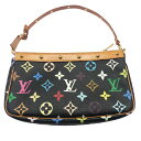 【中古】 LOUIS VUITTON ルイ・ヴィトン M92648 ルイヴィトン マルチカラー キャンバス ノワール ポシェット アクセソワール ショルダーバッ...