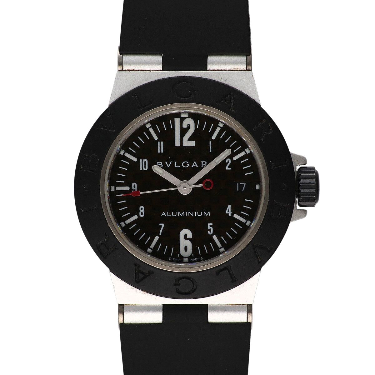 【中古】 BVLGARI ブルガリ アルミニウム デイト AL29TA レディース腕時計 ブラック クォーツ アルミニウム 25031564 RK