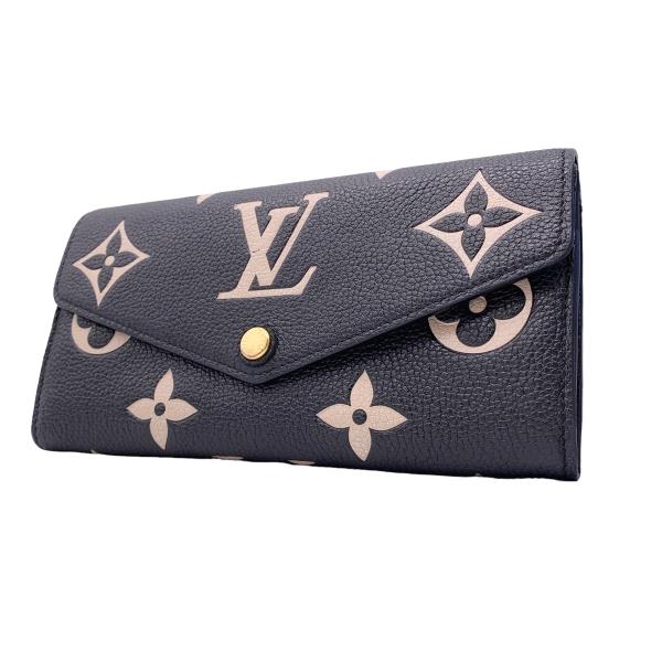 【中古】 LOUIS VUITTON ルイ・ヴィトン M80496 ポルトフォイユ・サラ モノグラム・アンプラント バイカラー ノワール 黒 ベージュ 長財布 レディース 22021560