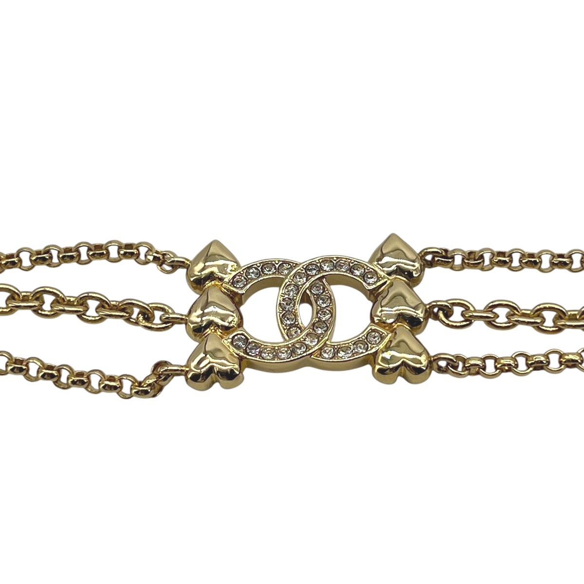 【中古】 CHANEL シャネル ココマーク チョーカー B23 P ハートモチーフ ラインストーン ゴールドカラー GP アジャスター 24003912MY