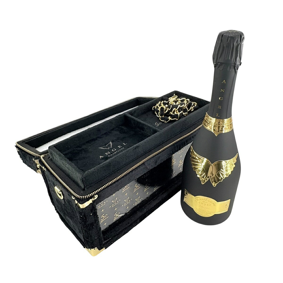 【箱ネジ抜け】エンジェル シャンパン 5周年記念 〈ファージップタイプ〉箱有り BOX 750ml 黒 ブラック フランス スパークリングワイン シャンパーニュ ANGEL CHAMPAGNE NV Brut Black 5th Anniversary in Japan 酒類 未開栓【中古】25007235AS