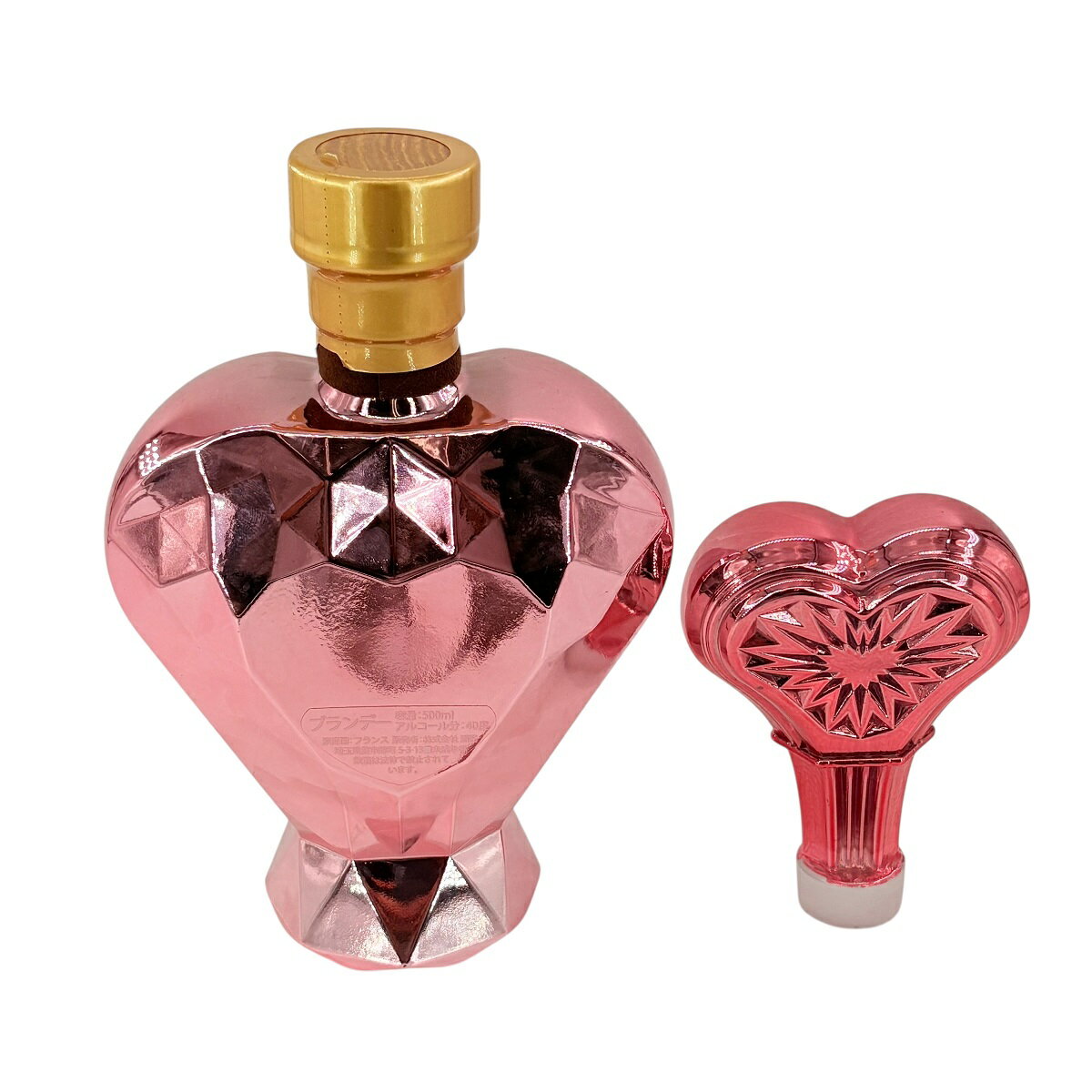 シェイプハート クリスタル 500ml ブランデー コニャック ピンク 酒 40度 替え栓付き 未開栓 未開封 25021164AS
