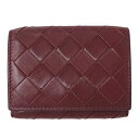 【全品5％OFF！5/3～5/7】ボッテガヴェネタ BOTTEGA VENETA 財布 レディース メンズ ブランド 三つ折り財布 イントレチャート レザー ボルドー 赤 635561 コンパクト ウォレット 小さめ おしゃれ 大人 【中古】