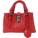 【全品5％OFF！5/3～5/7】ボッテガヴェネタ BOTTEGAVENETA バッグ レディース ブランド ハンドバッグ ショルダーバッグ 2way イントレチャート レザー ベビー ローマバッグ レッド 448954 赤 ミニバッグ 【中古】