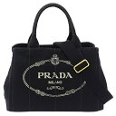 【ほぼ全品10％OFF！5/5 20時～5時間限定】プラダ PRADA バッグ レディース ブランド トートバッグ ハンドバッグ ショルダーバッグ 2way カナパ ミニ キャンバス ブラック 1BG439 黒 コンパクト おしゃれ かわいい 大人 【中古】