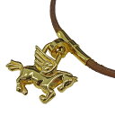 【全品5％OFF！5/3～5/7】エルメス HERMES チョーカー レディース ブランド 本革 ゴールド ブラウン ペガサス カデナ おしゃれ モチーフ 可愛い カジュアル 【中古】