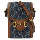 【全品5％OFF！5/3～5/7】グッチ GUCCI バッグ レディース ブランド ショルダーバッグ ホースビット 1955 ミニバッグ デニム GG柄 ブルー ブラウン 625615 青 マイクロバッグ コンパクト おしゃれ 大人 おでかけ 【中古】