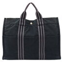 【全品5％OFF!9日20時から16日1時59分まで】エルメス HERMES バッグ レディース メンズ ブランド トートバッグ ハンドバッグ フールトゥ トートMM キャンバス ブラック グレー 黒 A4 大容量 通勤 通学 おしゃれ 大人 【中古】