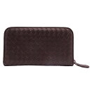 【全品5％OFF！5/3～5/7】ボッテガ・ヴェネタ BOTTEGAVENETA 財布 レディース メンズ ブランド 長財布 レザー イントレチャート ブラウン 114076 かっこいい　シック 【中古】