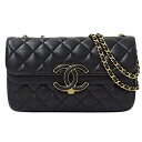 【ほぼ全品10％OFF！5/5 20時～5時間限定】シャネル CHANEL バッグ マトラッセ レディース ブランド ショルダーバッグ チェーンショルダー ラムスキン ブラック ゴールド金具 A57276 Wフラップ Wチェーン コンパクト ミニバッグ おしゃれ 【中古】