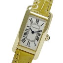 【全品5％OFF！27日9:59迄】カルティエ Cartier 時計 レディース ブランド タンクアメリカン SM クオーツ QZ 750YG レザー W2601556 ゴールド スクエア 磨き済み 【中古】